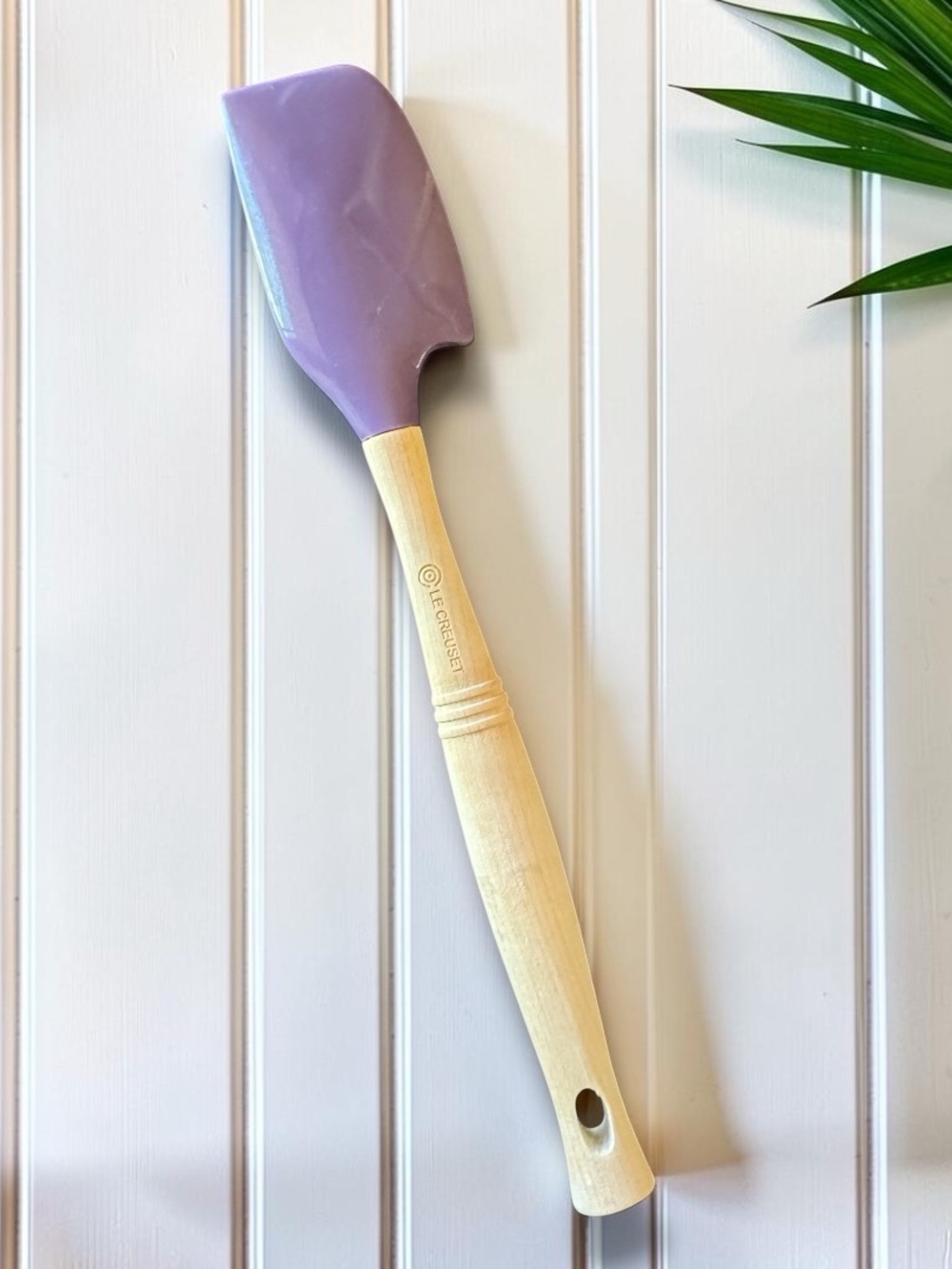 Le Creuset Purple Silicone Spatula with Wooden Handle